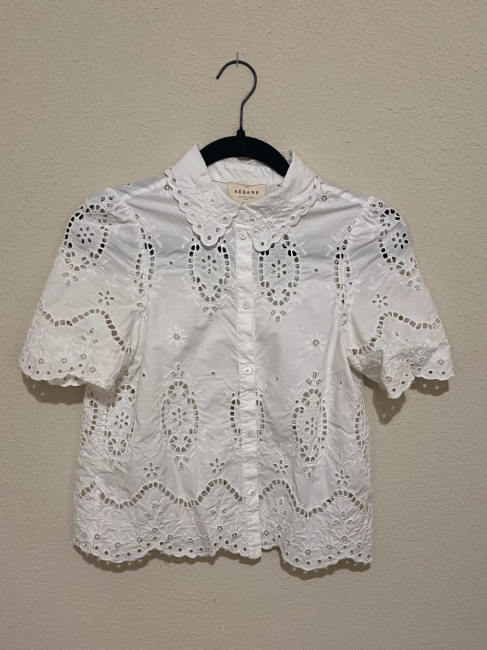 Sezane Eyelet Blouse in Ecru - Picture 3 of 5